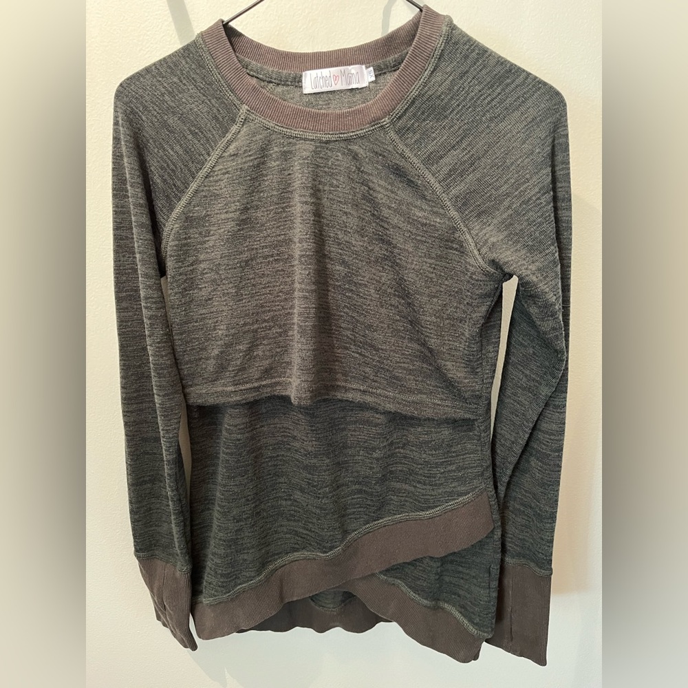 Latched Mama - Olive Long Sleeved Nursing Shirt Size XS